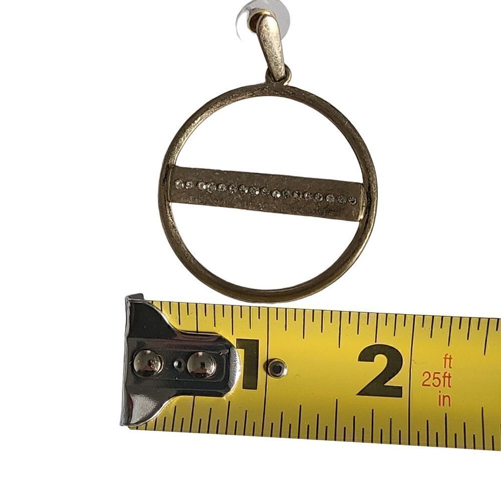 Gold Tone Circular Hoop Rhinestone Accent Post Earrings - Picture 3 of 10